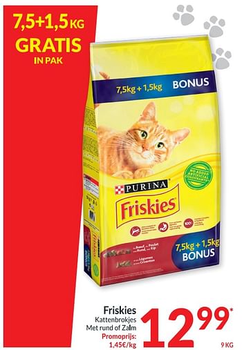 Promoties Friskies kattenbrokjes met rund of zalm - Purina - Geldig van 16/08/2022 tot 21/08/2022 bij Intermarche