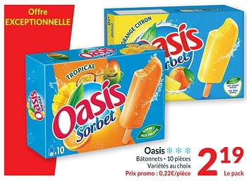 Promotions Oasis bâtonnets - Oasis - Valide de 16/08/2022 à 21/08/2022 chez Intermarche