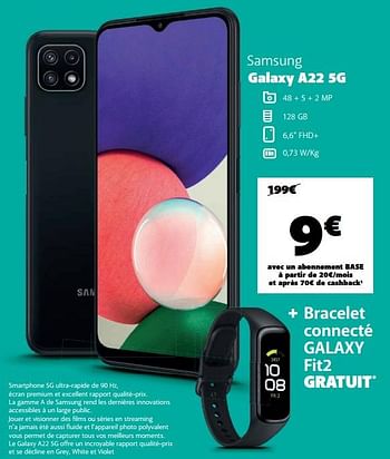 Promoties Samsung galaxy a22 5g - Samsung - Geldig van 12/08/2022 tot 16/08/2022 bij Base