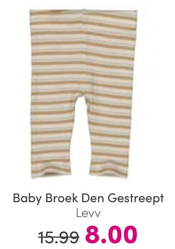 Promoties Baby broek den gestreept levv - LEVV - Geldig van 14/08/2022 tot 20/08/2022 bij Baby & Tiener Megastore