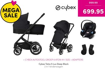 Promoties Cybex talos s lux deep black 3 in 1 kinderwagen - Cybex - Geldig van 14/08/2022 tot 20/08/2022 bij Baby & Tiener Megastore