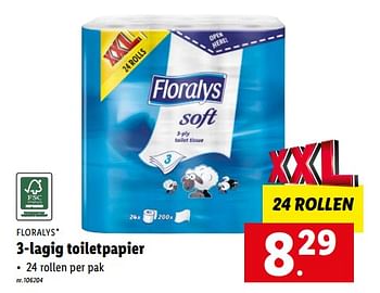Promoties 3-lagig toiletpapier - Floralys - Geldig van 22/08/2022 tot 27/08/2022 bij Lidl
