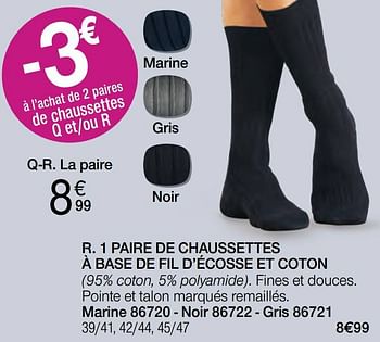 Promotions 1 paire de chaussettes à base de fil d’écosse et coton - Produit Maison - Damart - Valide de 01/08/2022 à 15/12/2022 chez Damart