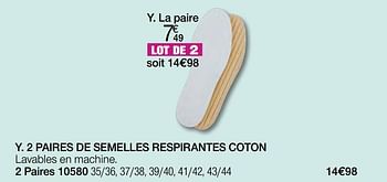 Promotions 2 paires de semelles respirantes coton - Produit Maison - Damart - Valide de 01/08/2022 à 15/12/2022 chez Damart