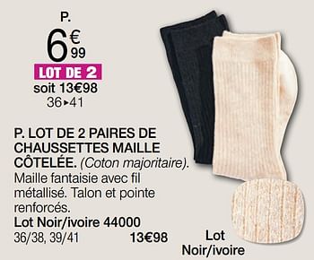 Promotions Lot de 2 paires de chaussettes maille côtelée - Produit Maison - Damart - Valide de 01/08/2022 à 15/12/2022 chez Damart