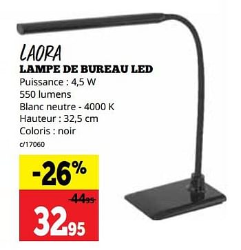 Promotions Laora lampe de bureau led - Produit maison - Dema - Valide de 15/08/2022 à 04/09/2022 chez Dema