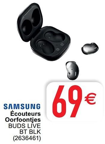 Promoties Samsung écouteurs oorfoontjes buds live bt blk - Samsung - Geldig van 16/08/2022 tot 29/08/2022 bij Cora