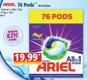 Promotions 76 pods de lessive - Ariel - Valide de 17/08/2022 à 23/08/2022 chez Norma