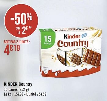 Promotions Kinder country - Kinder - Valide de 15/08/2022 à 28/08/2022 chez Super Casino