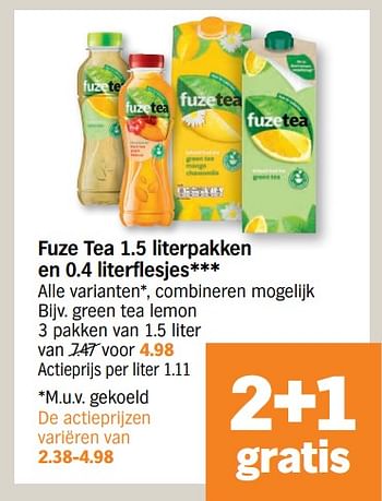 Promoties Green tea lemon - FuzeTea - Geldig van 15/08/2022 tot 21/08/2022 bij Albert Heijn