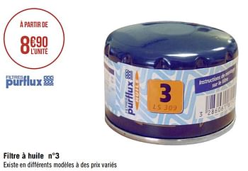 Promotions Filtre à huile n°3 - PurFlux - Valide de 15/08/2022 à 28/08/2022 chez Géant Casino