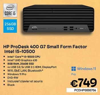 Promotions Hp prodesk 400 g7 small form factor intel i5-10500 - HP - Valide de 03/08/2022 à 31/08/2022 chez Compudeals