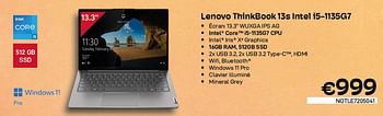 Promotions Lenovo thinkbook 13s intel i5-1135g7 - Lenovo - Valide de 03/08/2022 à 31/08/2022 chez Compudeals