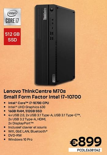 Promotions Lenovo thinkcentre m70s small form factor intel i7-10700 - Lenovo - Valide de 03/08/2022 à 31/08/2022 chez Compudeals