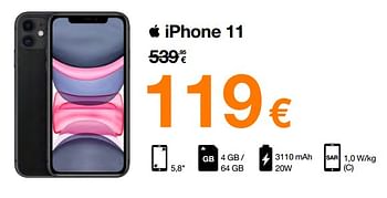 Promoties Apple iphone 11 - Apple - Geldig van 16/08/2022 tot 31/08/2022 bij Orange