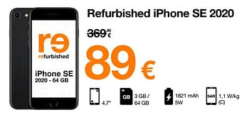 Promoties Apple refurbished iphone se - Apple - Geldig van 16/08/2022 tot 31/08/2022 bij Orange