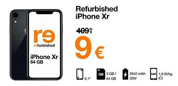 Promoties Apple refurbished iphone xr - Apple - Geldig van 16/08/2022 tot 31/08/2022 bij Orange