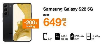 Promoties Samsung galaxy s22 5g - Samsung - Geldig van 16/08/2022 tot 31/08/2022 bij Orange