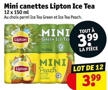 Promotions Mini canettes lipton ice tea - Lipton - Valide de 16/08/2022 à 21/08/2022 chez Kruidvat