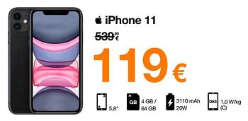 Promotions Apple iphone 11 - Apple - Valide de 16/08/2022 à 31/08/2022 chez Orange