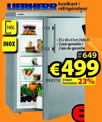Promoties Liebherr koelkast - réfrigérateur tpesf1710 - Liebherr - Geldig van 17/08/2022 tot 24/08/2022 bij ElectroStock