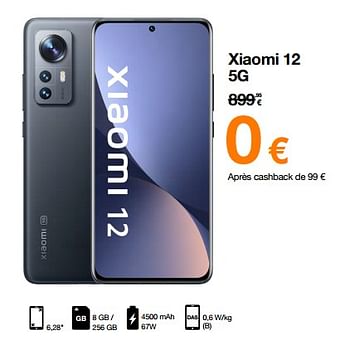 Promotions Xiaomi 12 5g - Xiaomi - Valide de 16/08/2022 à 31/08/2022 chez Orange