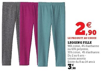 Promotions Legging fille - Produit Maison - Super U - Valide de 09/08/2022 à 27/08/2022 chez Super U