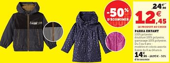 Promotions Parka enfant - Produit Maison - Super U - Valide de 09/08/2022 à 27/08/2022 chez Super U