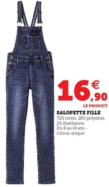 Promotions Salopette fille - Produit Maison - Super U - Valide de 09/08/2022 à 27/08/2022 chez Super U