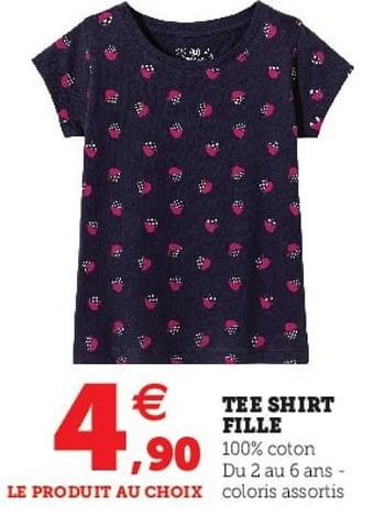 Promotions Tee shirt fille - Produit Maison - Super U - Valide de 09/08/2022 à 27/08/2022 chez Super U