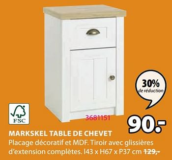 Promotions Markskel table de chevet - Produit Maison - Jysk - Valide de 15/08/2022 à 18/09/2022 chez Jysk