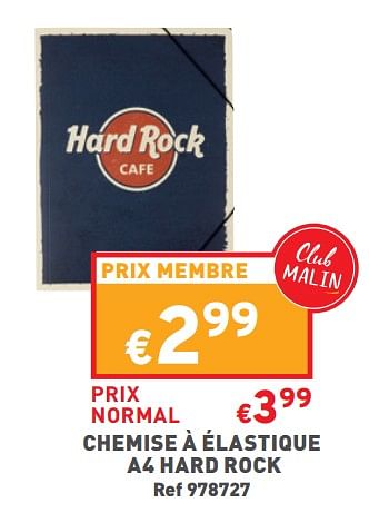 Promotions Chemise à élastique a4 hard rock - Hard Rock - Valide de 17/08/2022 à 22/08/2022 chez Trafic