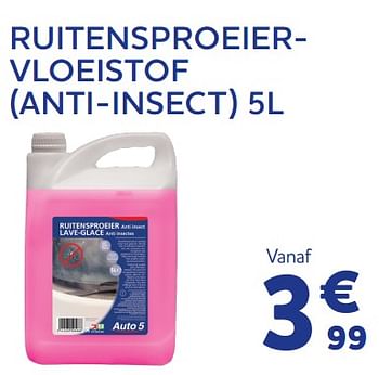 Promoties Ruitensproeiervloeistof anti-insect - Huismerk - Auto 5  - Geldig van 16/08/2022 tot 04/10/2022 bij Auto 5