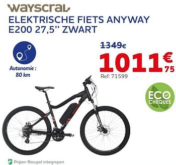Promoties Wayscral elektrische fiets anyway e200 27,5`` zwart - Wayscrall - Geldig van 16/08/2022 tot 04/10/2022 bij Auto 5