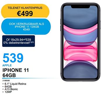 Promoties Apple iphone 11 64gb - Apple - Geldig van 11/08/2022 tot 31/08/2022 bij Auva
