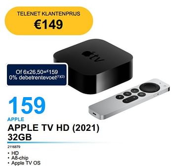 Promoties Apple apple tv hd 32gb - Apple - Geldig van 11/08/2022 tot 31/08/2022 bij VCD