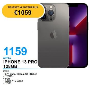 Promoties Apple iphone 13 pro 128gb - Apple - Geldig van 11/08/2022 tot 31/08/2022 bij Elektro Van Assche