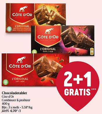 Promoties Chocoladetablet côte d’or melk - Cote D'Or - Geldig van 18/08/2022 tot 24/08/2022 bij Delhaize