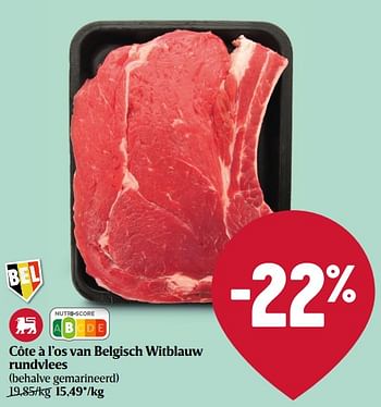 Promoties Côte à l’os van belgisch witblauw rundvlees - Huismerk - Delhaize - Geldig van 18/08/2022 tot 24/08/2022 bij Delhaize