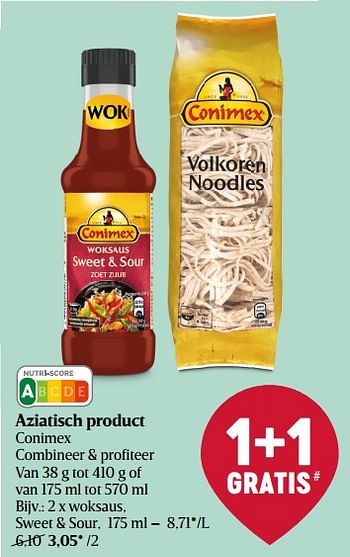 Promoties Woksaus sweet + sour - Conimex - Geldig van 18/08/2022 tot 24/08/2022 bij Delhaize