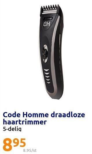 Promoties Code homme draadloze haartrimmer - Code Homme - Geldig van 17/08/2022 tot 23/08/2022 bij Action