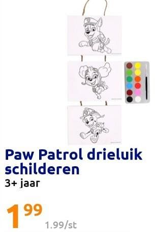 Promotions Paw patrol drieluik schilderen - Produit Maison - Action - Valide de 17/08/2022 à 23/08/2022 chez Action