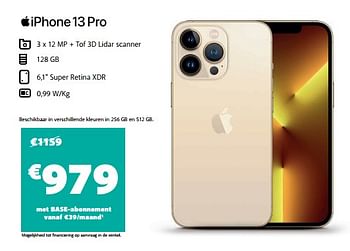 Promoties Apple iphone 13 pro - Apple - Geldig van 17/08/2022 tot 05/09/2022 bij Base