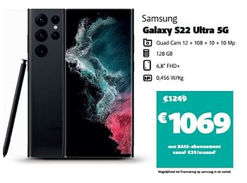 Promoties Samsung galaxy s22 ultra 5g - Samsung - Geldig van 17/08/2022 tot 05/09/2022 bij Base