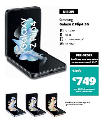 Promoties Samsung galaxy z flip4 5g - Samsung - Geldig van 17/08/2022 tot 05/09/2022 bij Base
