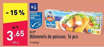 Promotions Bâtonnets de poisson - Iglo - Valide de 22/08/2022 à 02/09/2022 chez Aldi