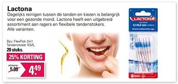 Promoties Flexpick 2in1 tandenstoker xs-s - Lactona - Geldig van 17/08/2022 tot 03/09/2022 bij De Online Drogist