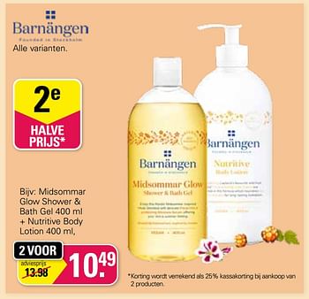 Promoties Midsommar glow shower + bath gel + nutritive body lotion - Barnängen  - Geldig van 17/08/2022 tot 03/09/2022 bij De Online Drogist
