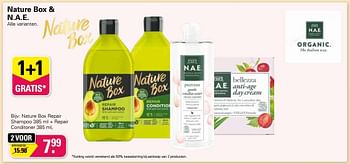 Promoties Nature box repair shampoo + repair conditoner - Nature Box - Geldig van 17/08/2022 tot 03/09/2022 bij De Online Drogist