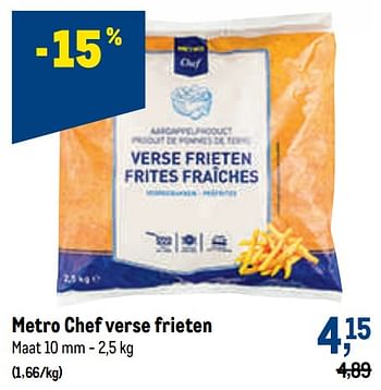 Promoties Metro chef verse frieten - Huismerk - Makro - Geldig van 24/08/2022 tot 06/09/2022 bij Makro